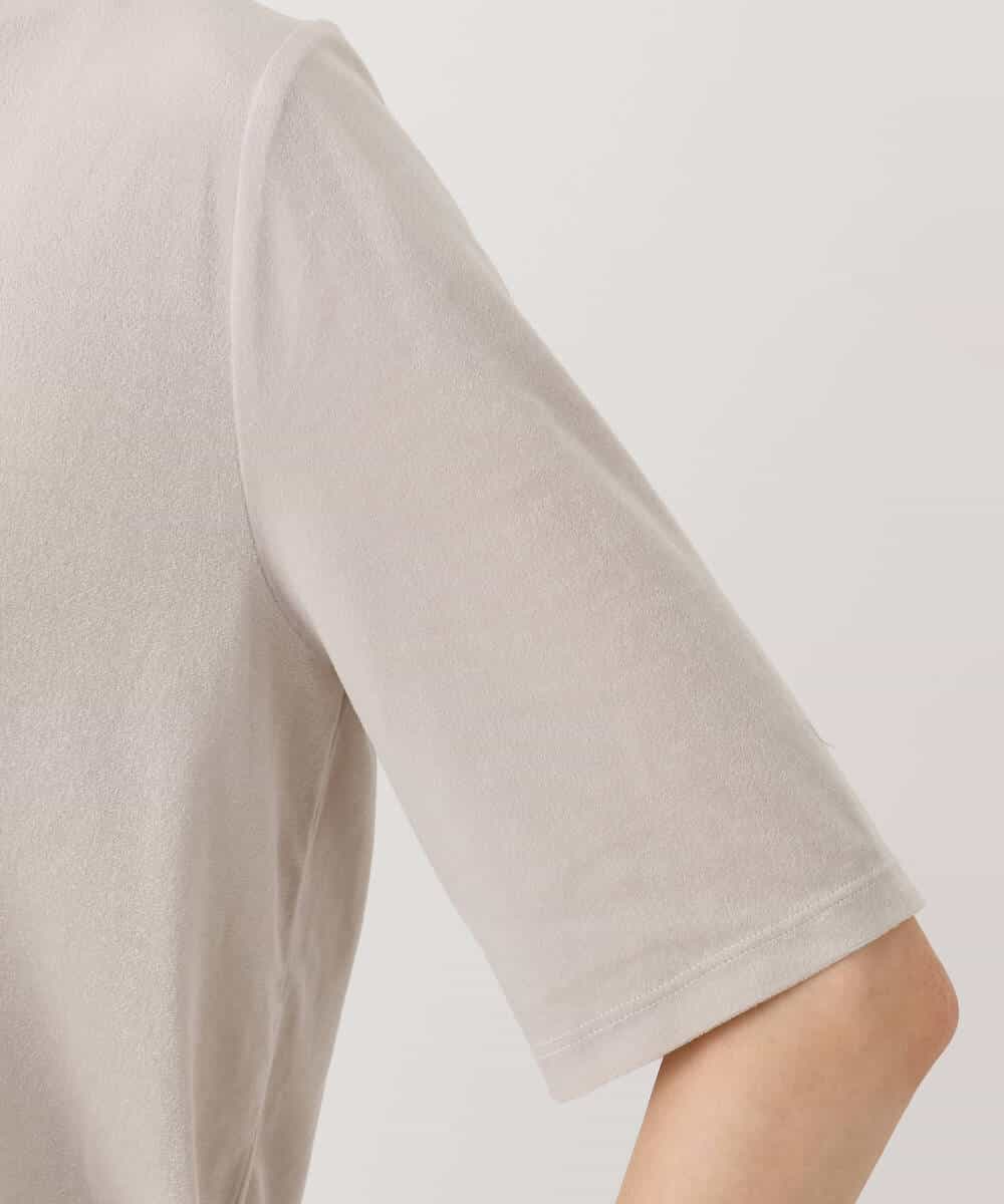 FKKAD33080 MK MICHEL KLEIN(MK ミッシェルクラン) シアーベロアTシャツ/洗える グレージュ