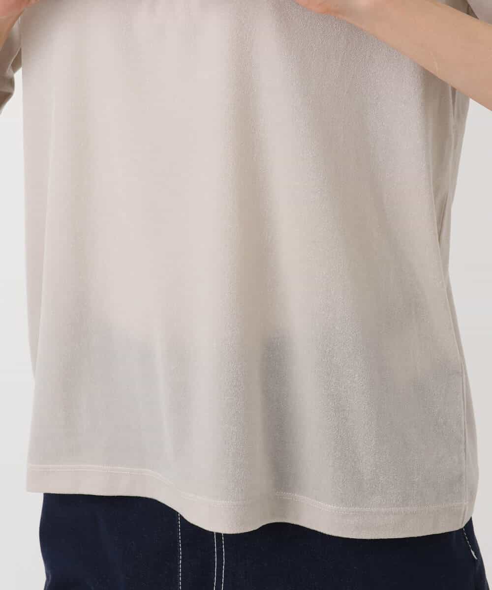 FKKAD33080 MK MICHEL KLEIN(MK ミッシェルクラン) シアーベロアTシャツ/洗える グレージュ