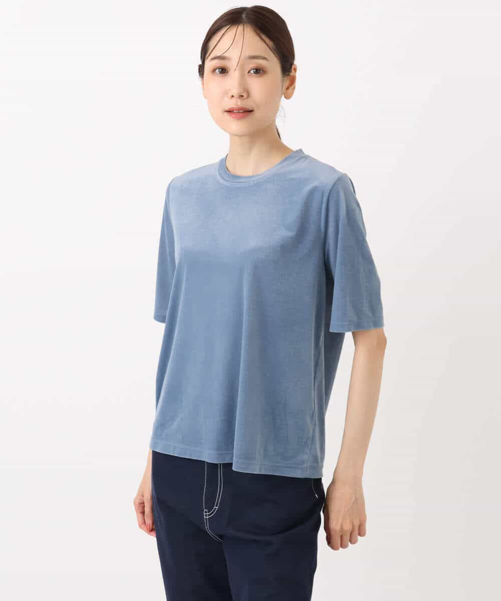 FKKAD33080 MK MICHEL KLEIN(MK ミッシェルクラン) シアーベロアTシャツ/洗える グレージュ