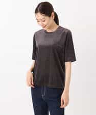 FKKAD33080 MK MICHEL KLEIN(MK ミッシェルクラン) シアーベロアTシャツ/洗える グレージュ