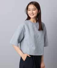 FKKAD33130 MK MICHEL KLEIN(MK ミッシェルクラン) フクレジャガード五分袖プルオーバー/洗える グレー