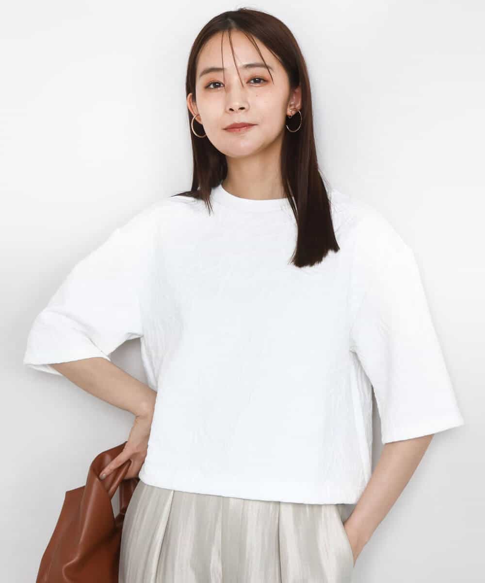 FKKAD33130 MK MICHEL KLEIN(MK ミッシェルクラン) フクレジャガード五分袖プルオーバー/洗える グレー