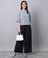 FKKAD33130 MK MICHEL KLEIN(MK ミッシェルクラン) フクレジャガード五分袖プルオーバー/洗える グレー