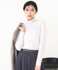 FKKAD35100 MK MICHEL KLEIN(MK ミッシェルクラン) ハイネックシアーカットソー/洗える ライトグレー