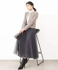 FKKAD35100 MK MICHEL KLEIN(MK ミッシェルクラン) ハイネックシアーカットソー/洗える ライトグレー