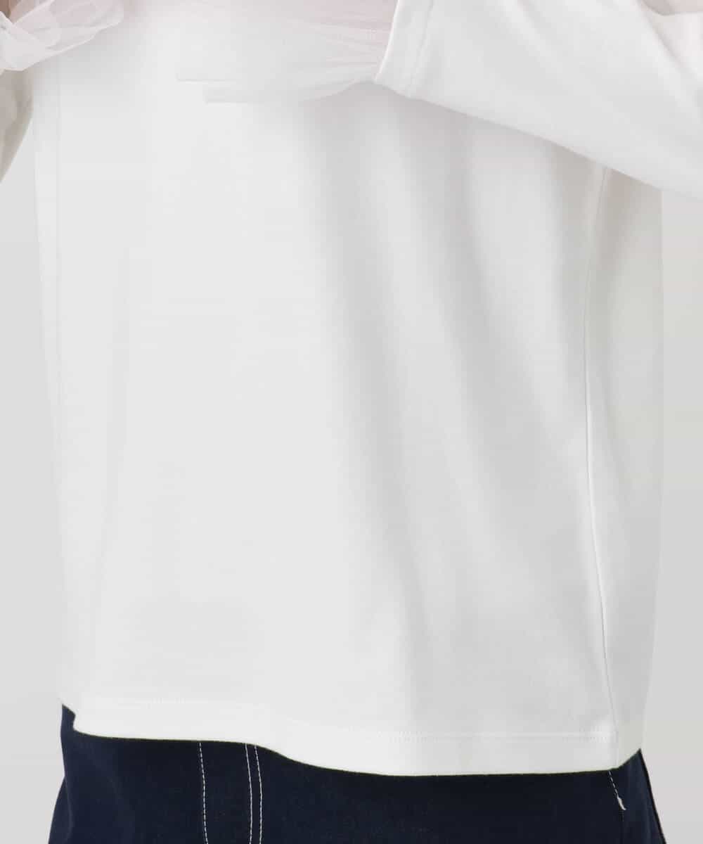 FKKAD42100 MK MICHEL KLEIN(MK ミッシェルクラン) 袖口チュールデザイン インナーカットソー/洗える アイボリー
