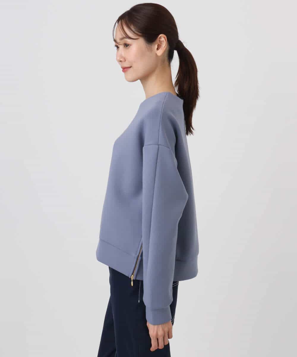 FKKAD43120 MK MICHEL KLEIN(MK ミッシェルクラン) クロップド丈ダンボールプルオーバー/洗える グレイッシュブルー