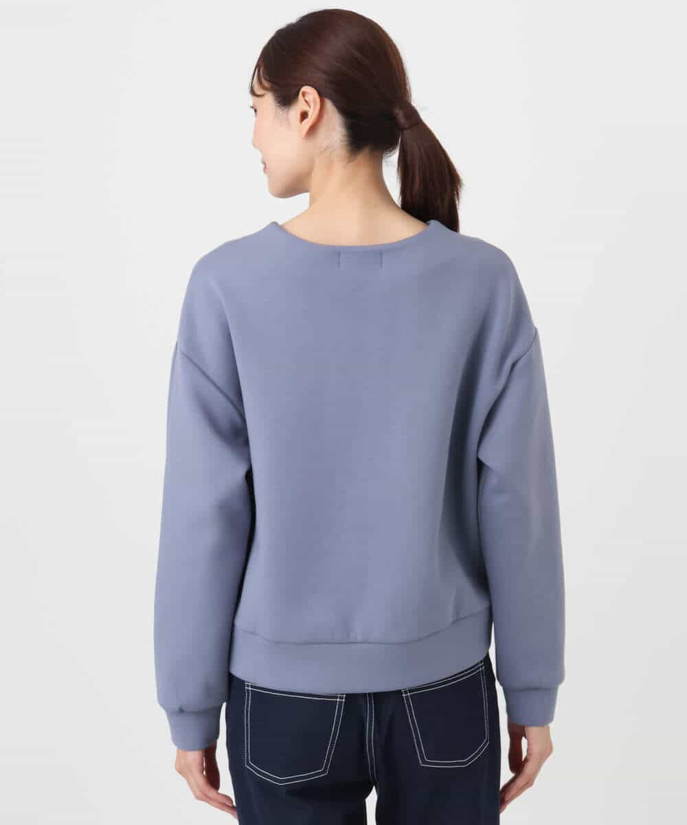 FKKAD43120 MK MICHEL KLEIN(MK ミッシェルクラン) クロップド丈ダンボールプルオーバー/洗える グレイッシュブルー