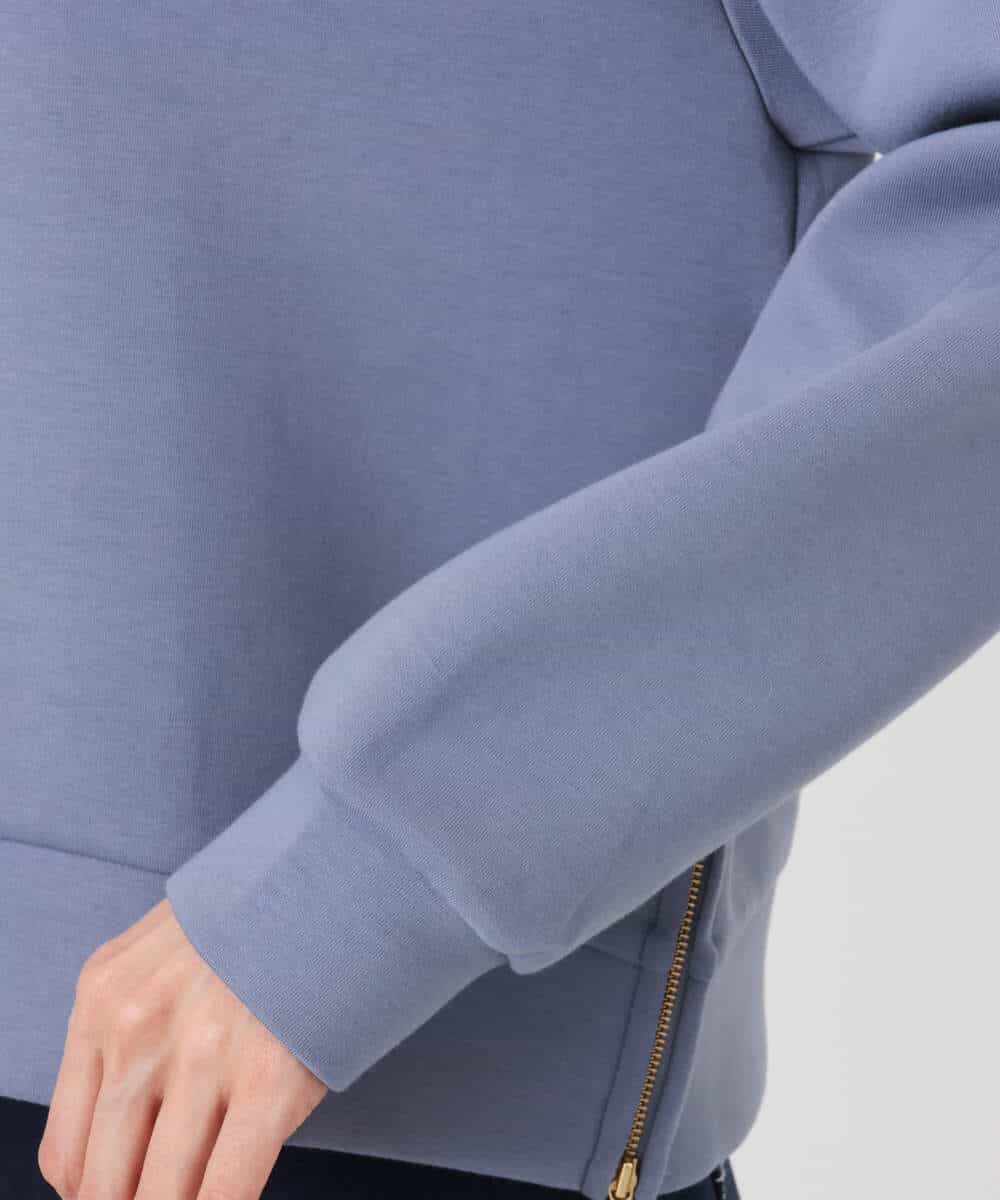FKKAD43120 MK MICHEL KLEIN(MK ミッシェルクラン) クロップド丈ダンボールプルオーバー/洗える グレイッシュブルー