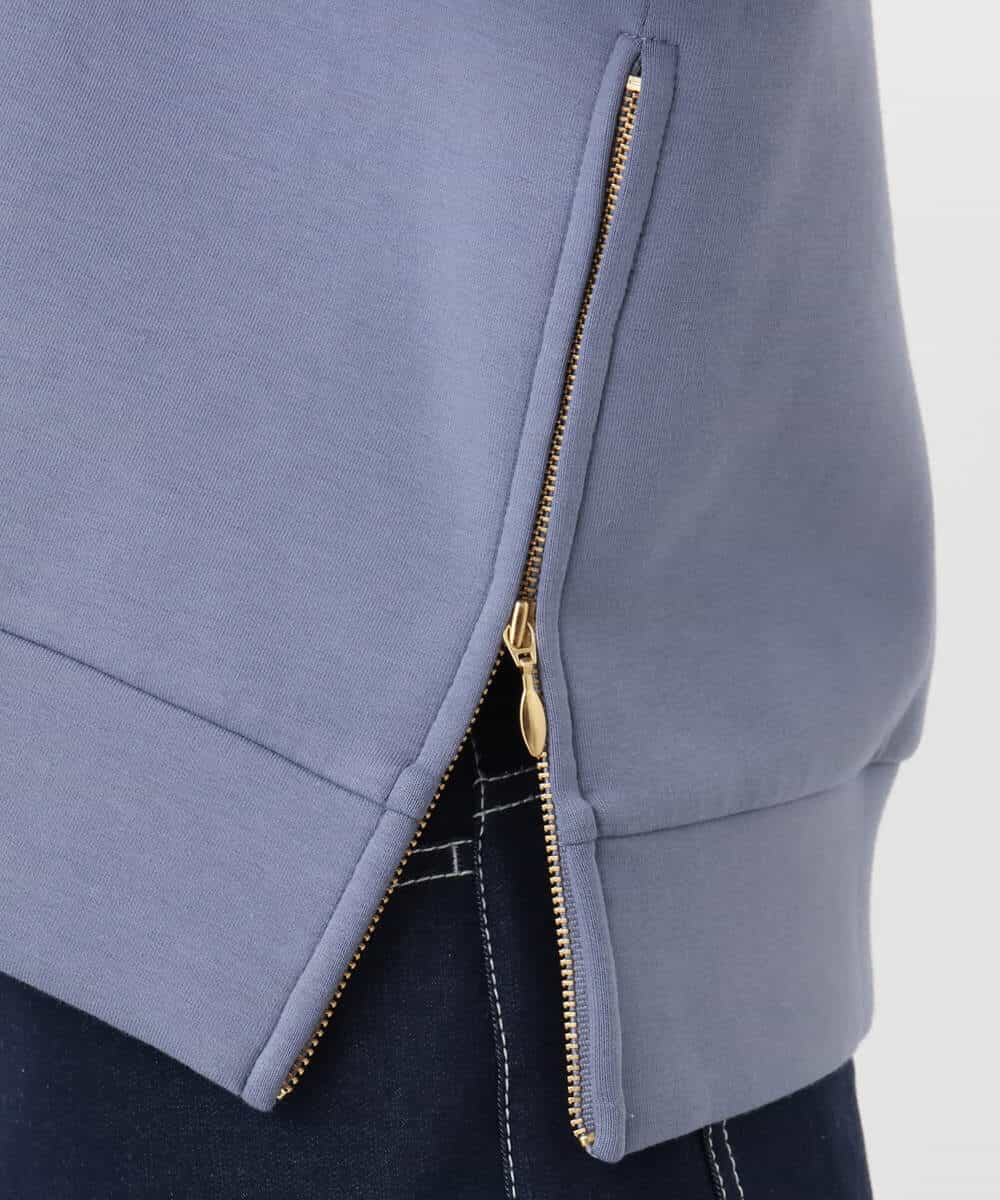 FKKAD43120 MK MICHEL KLEIN(MK ミッシェルクラン) クロップド丈ダンボールプルオーバー/洗える グレイッシュブルー