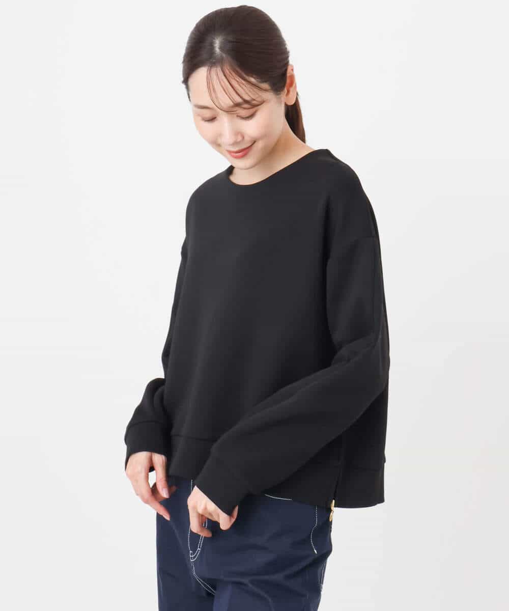 FKKAD43120 MK MICHEL KLEIN(MK ミッシェルクラン) クロップド丈ダンボールプルオーバー/洗える グレイッシュブルー