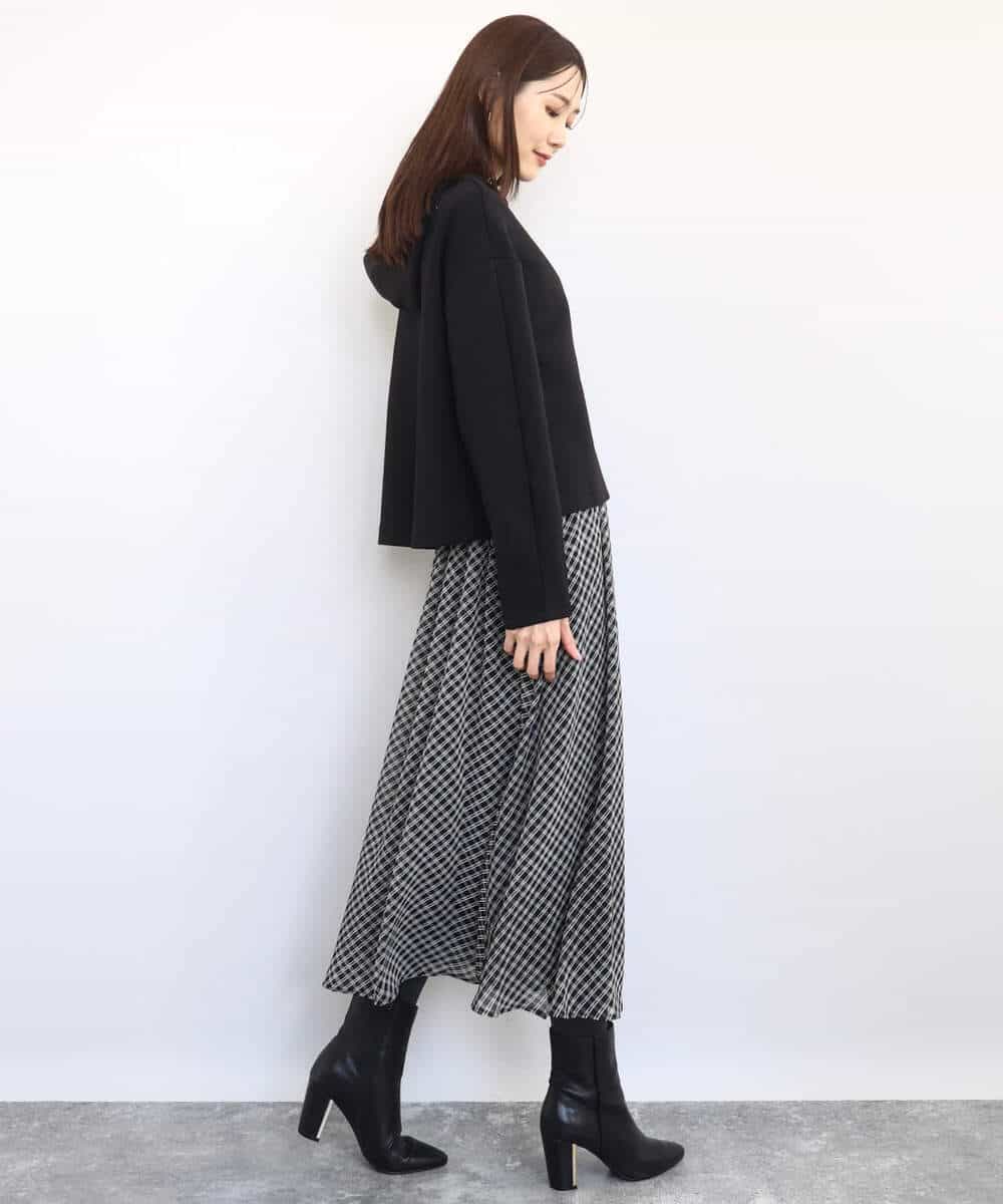 FKKAD44140 MK MICHEL KLEIN(MK ミッシェルクラン) クロップド丈ダンボールフーディー/洗える ライトブルー
