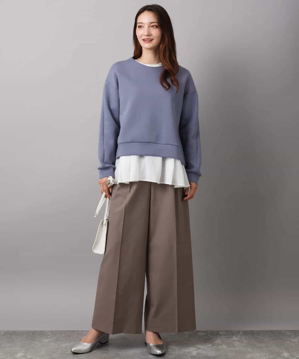 FKKAF41100 MK MICHEL KLEIN(MK ミッシェルクラン) タックプリーツデザイン ペプラムインナーカットソー/洗える アイボリー