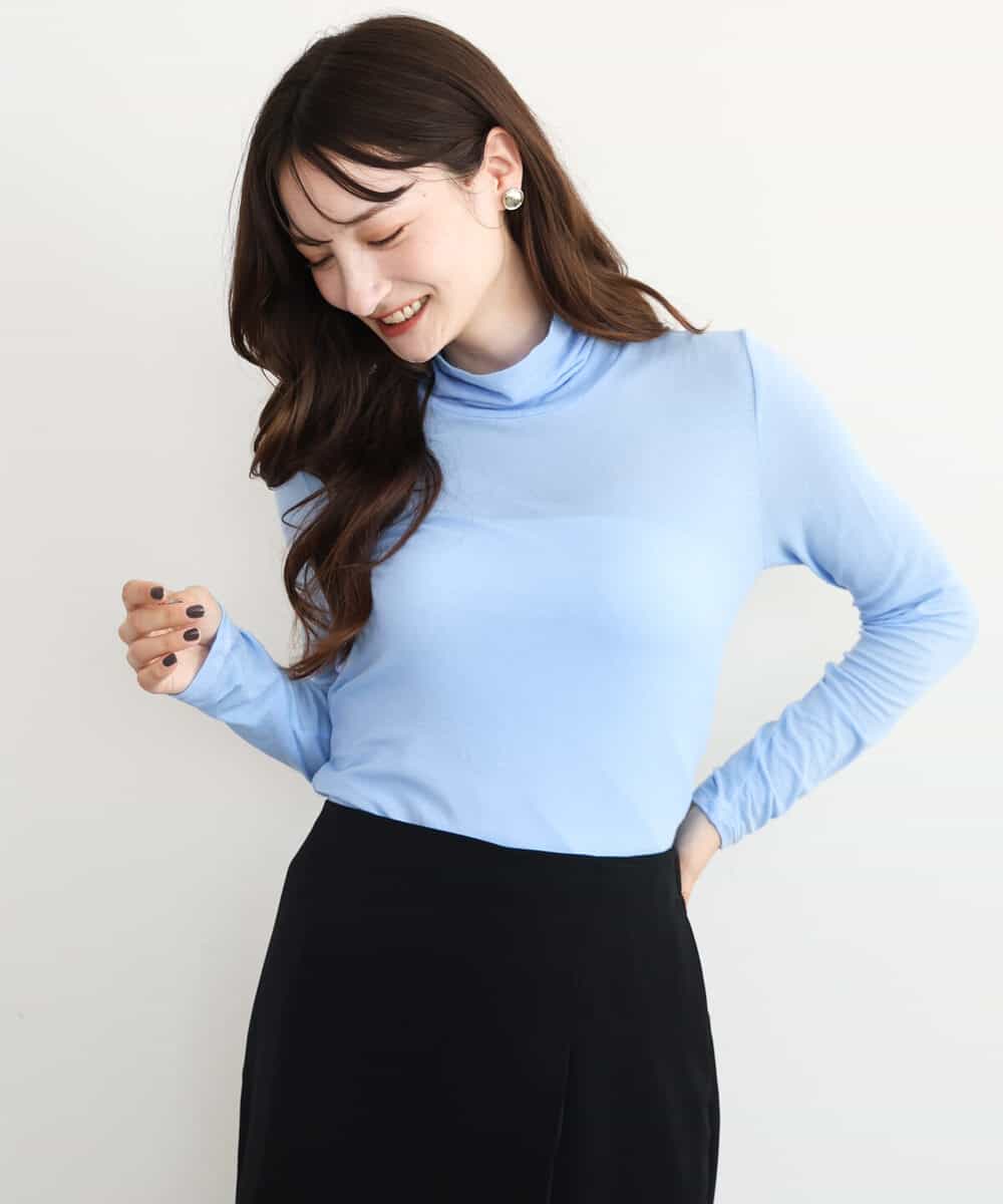 FKKAG35100 MK MICHEL KLEIN(MK ミッシェルクラン) [洗える]ハイネックカットソー ライトブルー