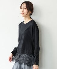 FKKAG40110 MK MICHEL KLEIN(MK ミッシェルクラン) [洗える]レースヘムデザインカットソー ホワイト