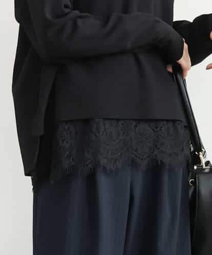 FKKAG40110 MK MICHEL KLEIN [洗える]レースヘムデザインカットソー