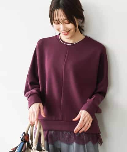 FKKAG41130 MK MICHEL KLEIN [洗える]レースヘムダンボールカットソー
