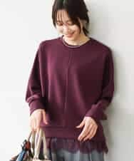 FKKAG41130 MK MICHEL KLEIN(MK ミッシェルクラン) [洗える]レースヘムダンボールカットソー ワイン