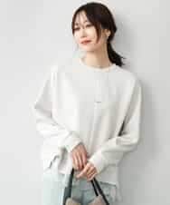FKKAG41130 MK MICHEL KLEIN(MK ミッシェルクラン) [洗える]レースヘムダンボールカットソー ライトグレー