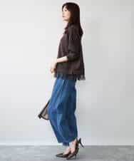 FKKAG41130 MK MICHEL KLEIN(MK ミッシェルクラン) [洗える]レースヘムダンボールカットソー ライトグレー