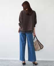 FKKAG41130 MK MICHEL KLEIN(MK ミッシェルクラン) [洗える]レースヘムダンボールカットソー ライトグレー