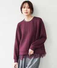 FKKAG41130 MK MICHEL KLEIN(MK ミッシェルクラン) [洗える]レースヘムダンボールカットソー ライトグレー