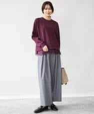 FKKAG41130 MK MICHEL KLEIN(MK ミッシェルクラン) [洗える]レースヘムダンボールカットソー ライトグレー