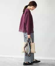 FKKAG41130 MK MICHEL KLEIN(MK ミッシェルクラン) [洗える]レースヘムダンボールカットソー ライトグレー