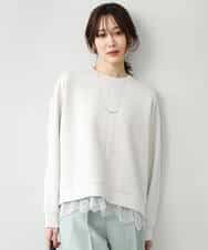 FKKAG41130 MK MICHEL KLEIN(MK ミッシェルクラン) [洗える]レースヘムダンボールカットソー ライトグレー