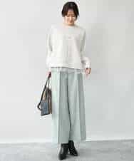 FKKAG41130 MK MICHEL KLEIN(MK ミッシェルクラン) [洗える]レースヘムダンボールカットソー ライトグレー
