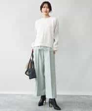 FKKAG41130 MK MICHEL KLEIN(MK ミッシェルクラン) [洗える]レースヘムダンボールカットソー ライトグレー