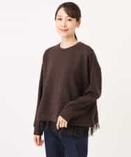 FKKAG41130 MK MICHEL KLEIN(MK ミッシェルクラン) [洗える]レースヘムダンボールカットソー ライトグレー