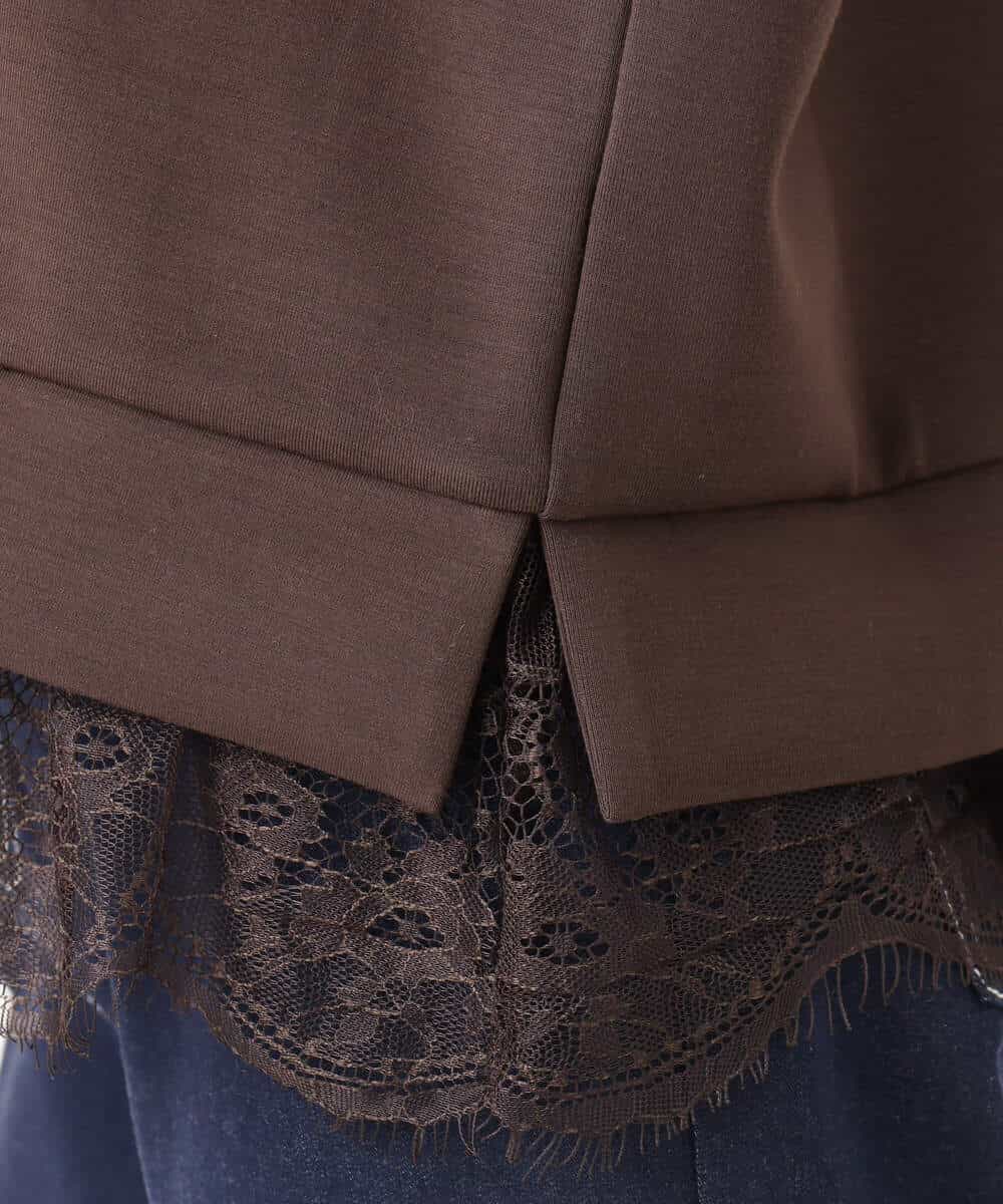 FKKAG41130 MK MICHEL KLEIN(MK ミッシェルクラン) [洗える]レースヘムダンボールカットソー ライトグレー