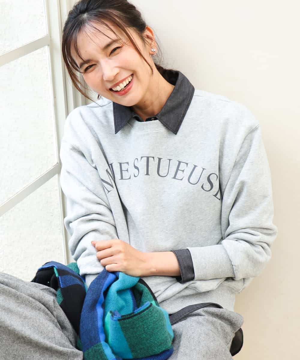 FKKAG50140 MK MICHEL KLEIN(MK ミッシェルクラン) [裏起毛/洗える]ロゴ裏毛スウェット グレー