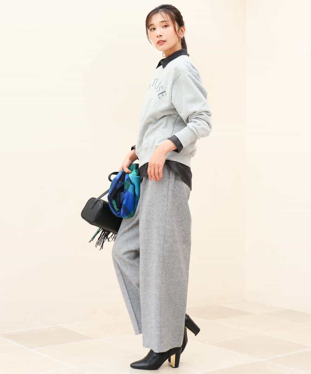 FKKAG50140 MK MICHEL KLEIN(MK ミッシェルクラン) [裏起毛/洗える]ロゴ裏毛スウェット グレー