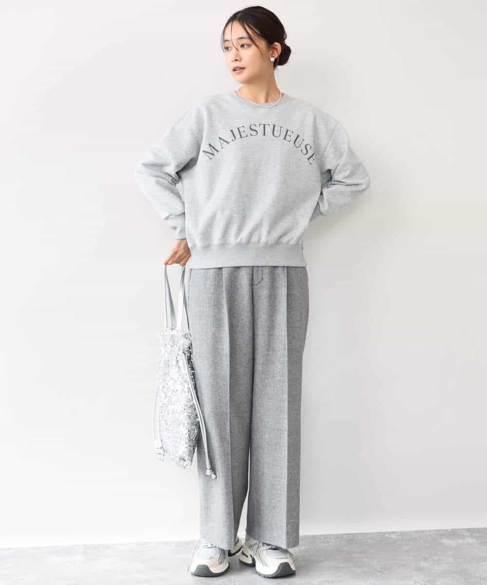 FKKAG50140 MK MICHEL KLEIN(MK ミッシェルクラン) [裏起毛/洗える]ロゴ裏毛スウェット グレー