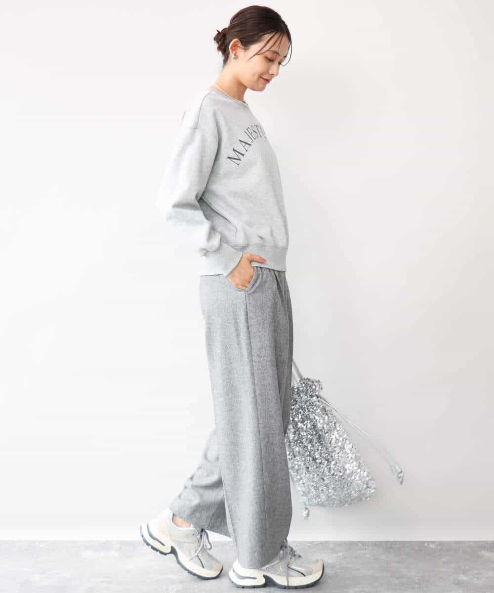 FKKAG50140 MK MICHEL KLEIN(MK ミッシェルクラン) [裏起毛/洗える]ロゴ裏毛スウェット グレー
