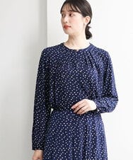 FKKFA08140 MK MICHEL KLEIN(MK ミッシェルクラン) アニマル調ドット柄ジャージーカットソー/洗える ライトブルー