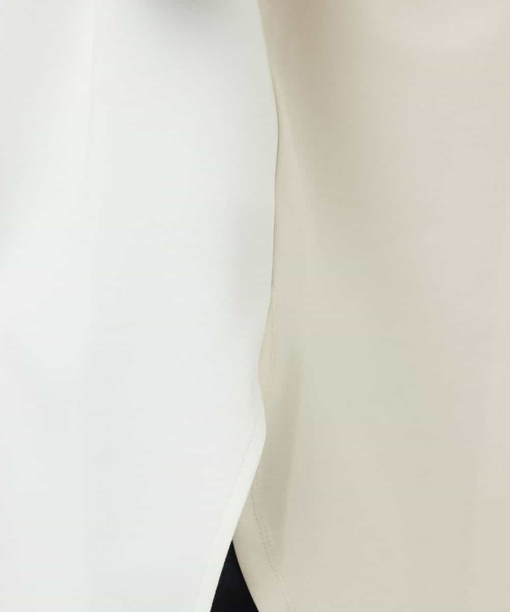 FKKFS01140 MK MICHEL KLEIN(MK ミッシェルクラン) ストライプ袖配色ポンチカットソー/洗える グリーン