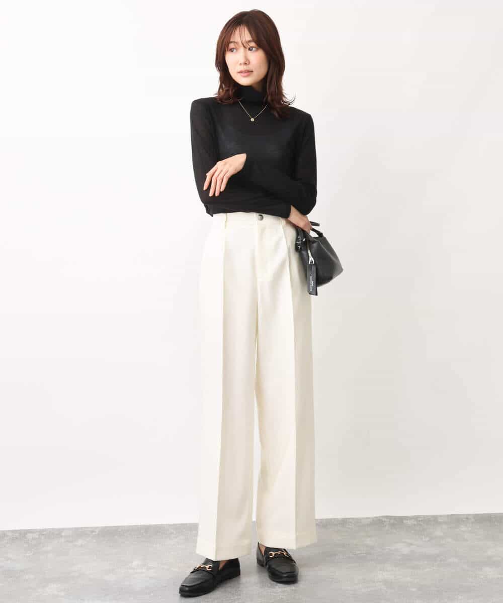 FKKFV11070 MK MICHEL KLEIN(MK ミッシェルクラン) シアーコットンハイネックカットソー/洗える ミントブルー