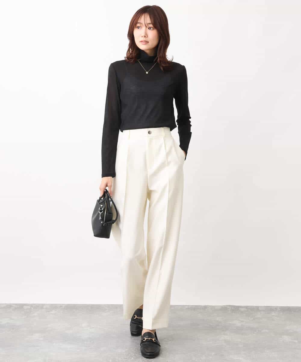 FKKFV11070 MK MICHEL KLEIN(MK ミッシェルクラン) シアーコットンハイネックカットソー/洗える ミントブルー