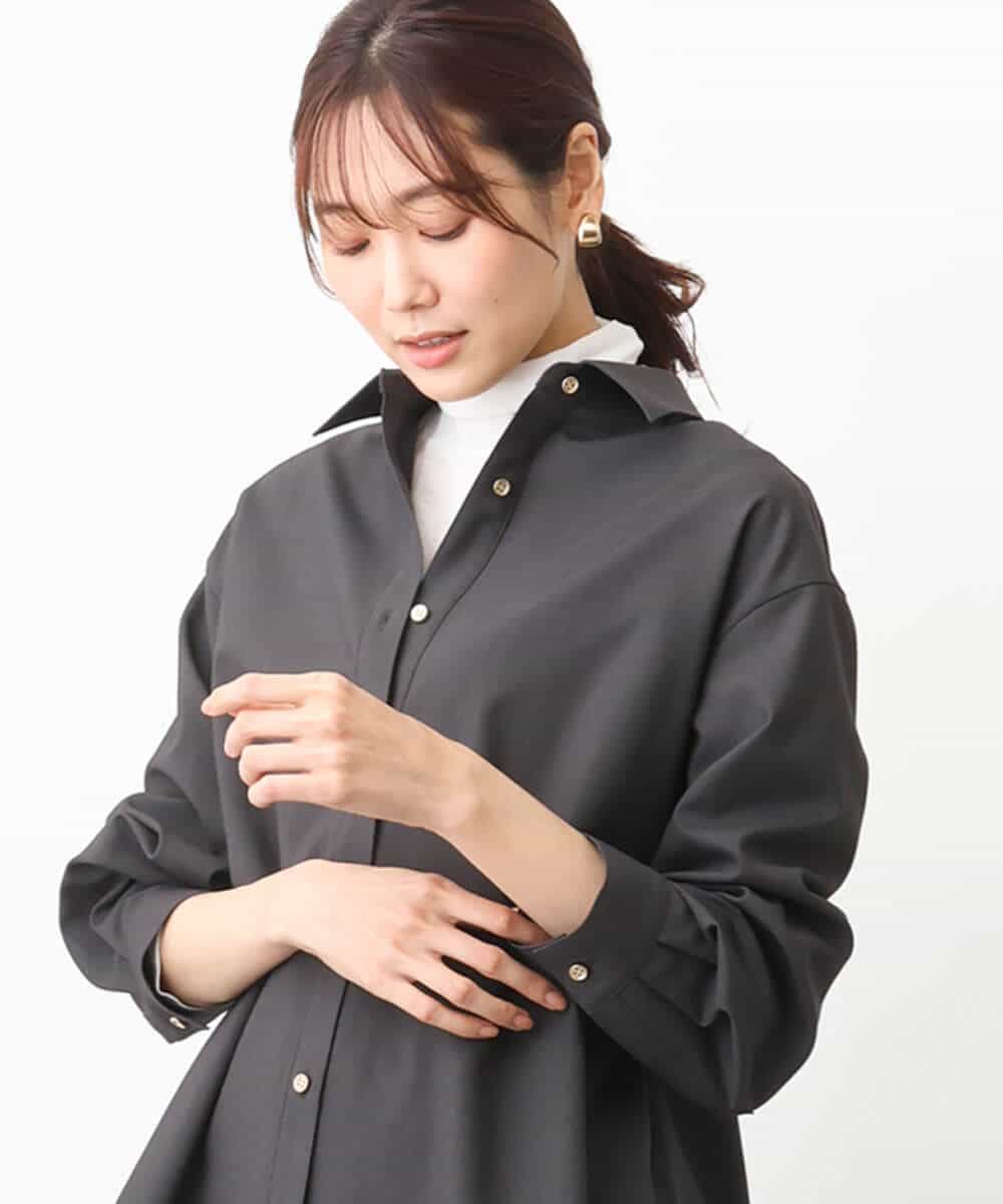 FKKFV11070 MK MICHEL KLEIN(MK ミッシェルクラン) シアーコットンハイネックカットソー/洗える ミントブルー