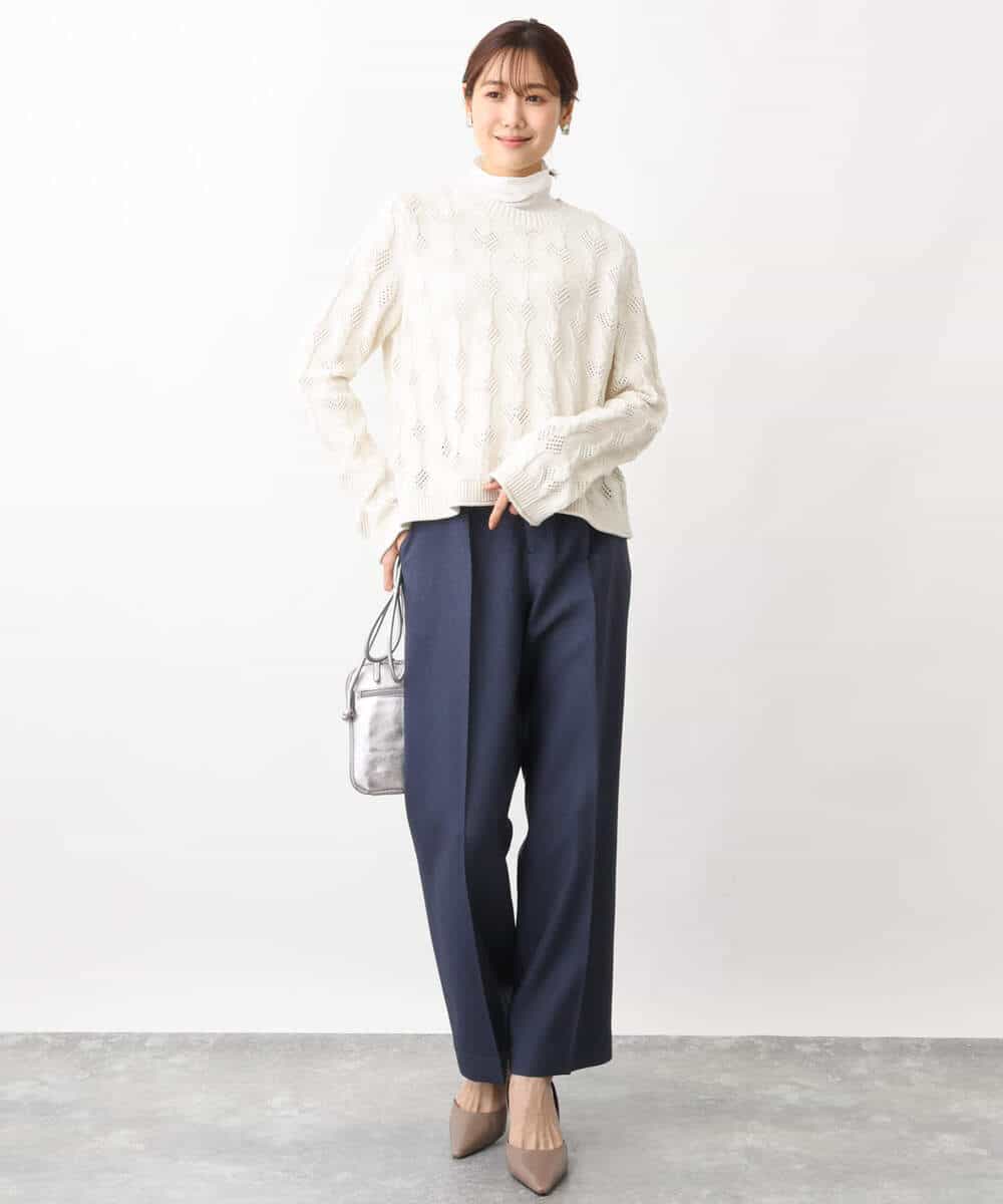 FKKFV11070 MK MICHEL KLEIN(MK ミッシェルクラン) シアーコットンハイネックカットソー/洗える ミントブルー