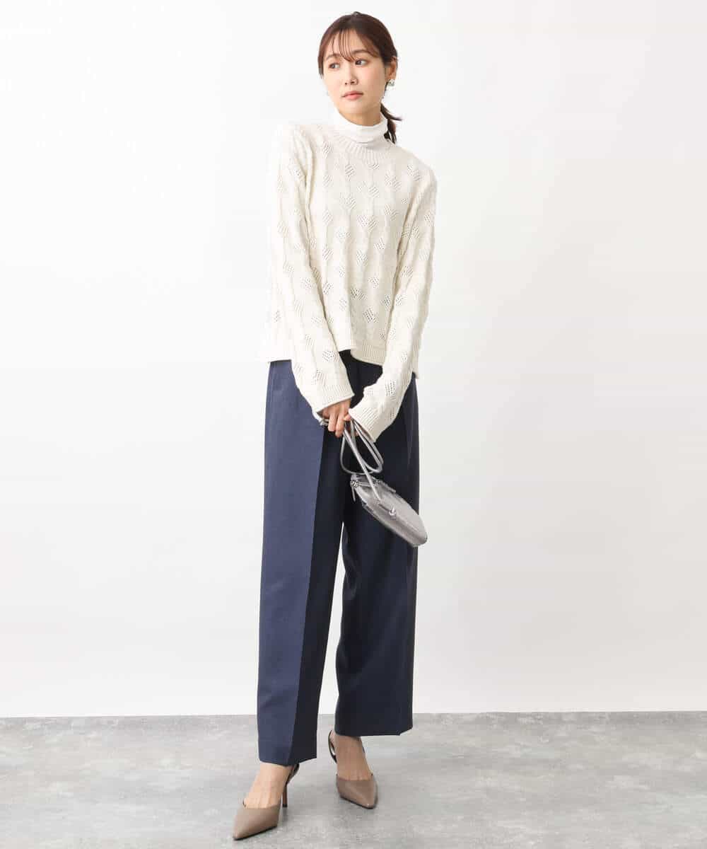 FKKFV11070 MK MICHEL KLEIN(MK ミッシェルクラン) シアーコットンハイネックカットソー/洗える ミントブルー