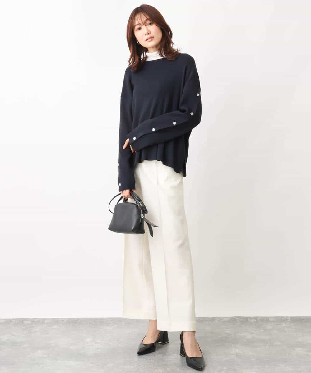 FKKFV11070 MK MICHEL KLEIN(MK ミッシェルクラン) シアーコットンハイネックカットソー/洗える ミントブルー