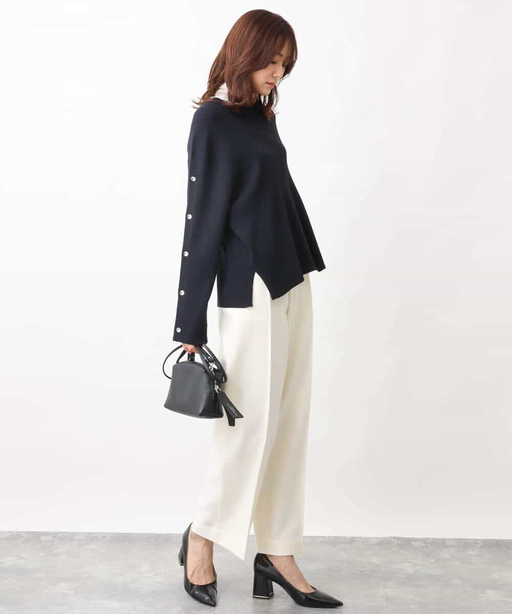 FKKFV11070 MK MICHEL KLEIN(MK ミッシェルクラン) シアーコットンハイネックカットソー/洗える ミントブルー