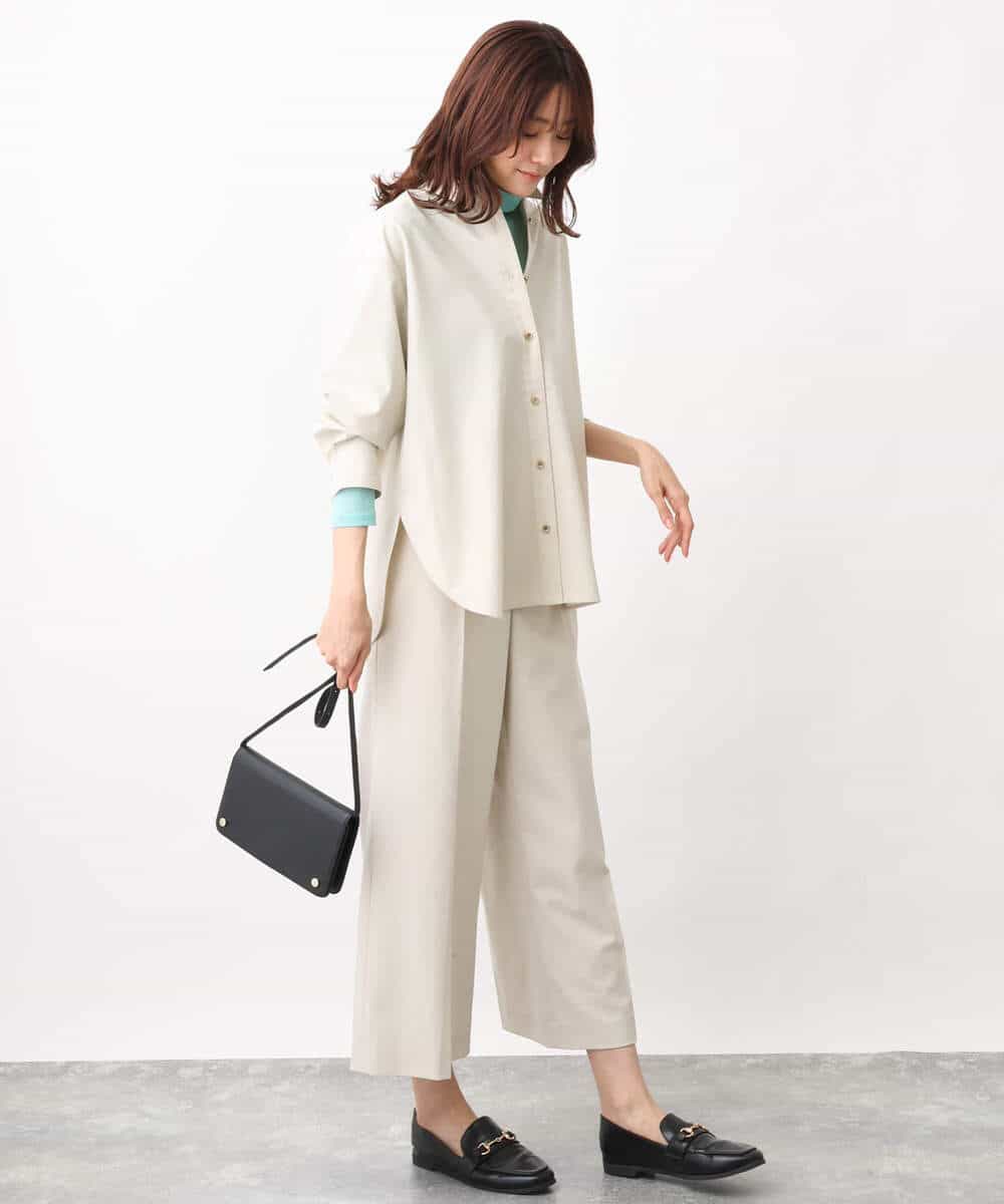 FKKFV11070 MK MICHEL KLEIN(MK ミッシェルクラン) シアーコットンハイネックカットソー/洗える ミントブルー