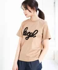 FKKGA30080 MK MICHEL KLEIN(MK ミッシェルクラン) フリンジ刺繍ロゴTシャツ/洗える キャメル
