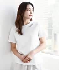 FKKGA40080 MK MICHEL KLEIN(MK ミッシェルクラン) 刺繍ロゴTシャツ/接触冷感/UVカット/洗える ホワイト