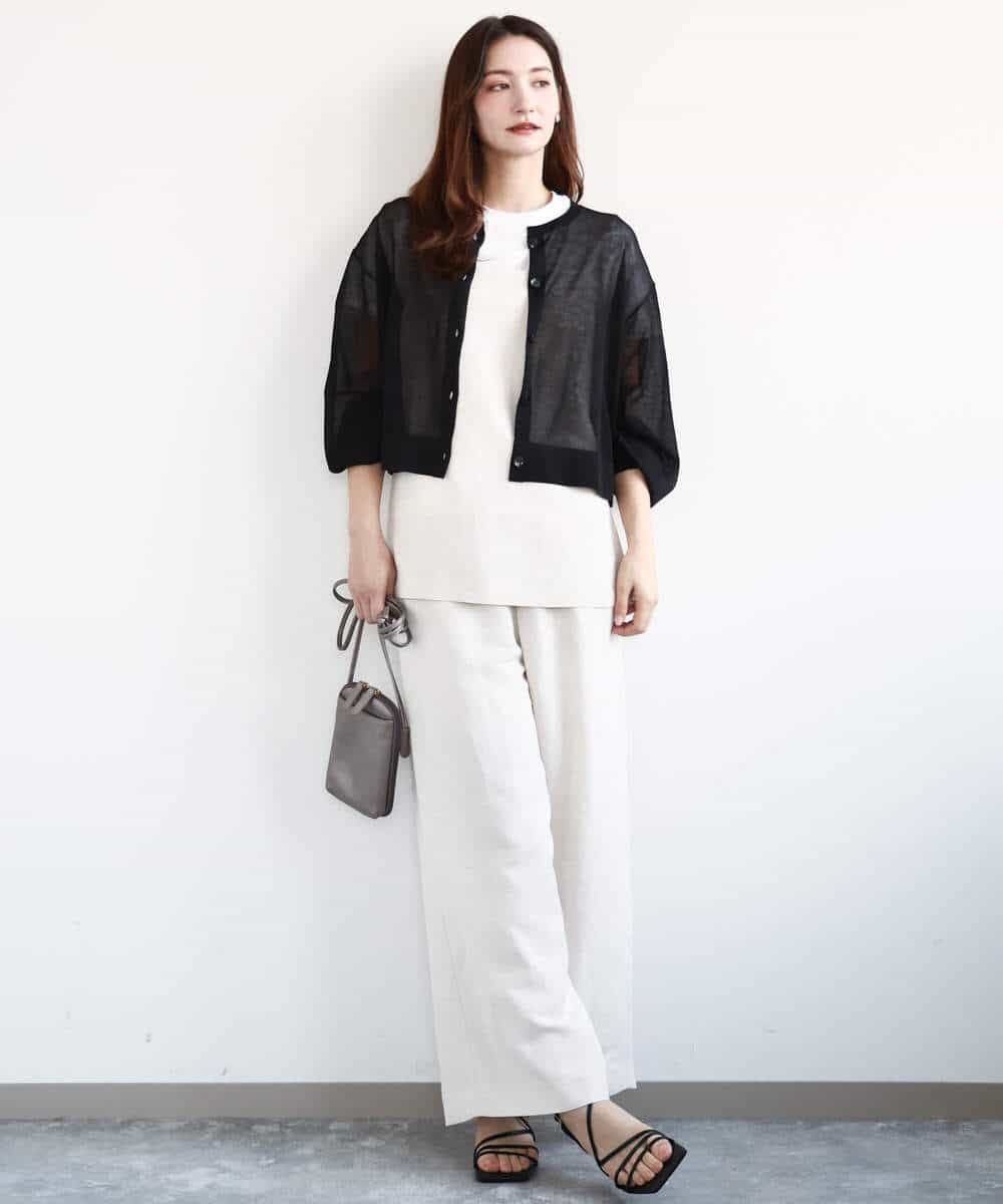 FKKGA40080 MK MICHEL KLEIN(MK ミッシェルクラン) 刺繍ロゴTシャツ/接触冷感/UVカット/洗える ホワイト